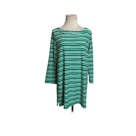 Liz Claiborne green stripes long sleeves knit tunic top size Medium - Picture 8 of 11